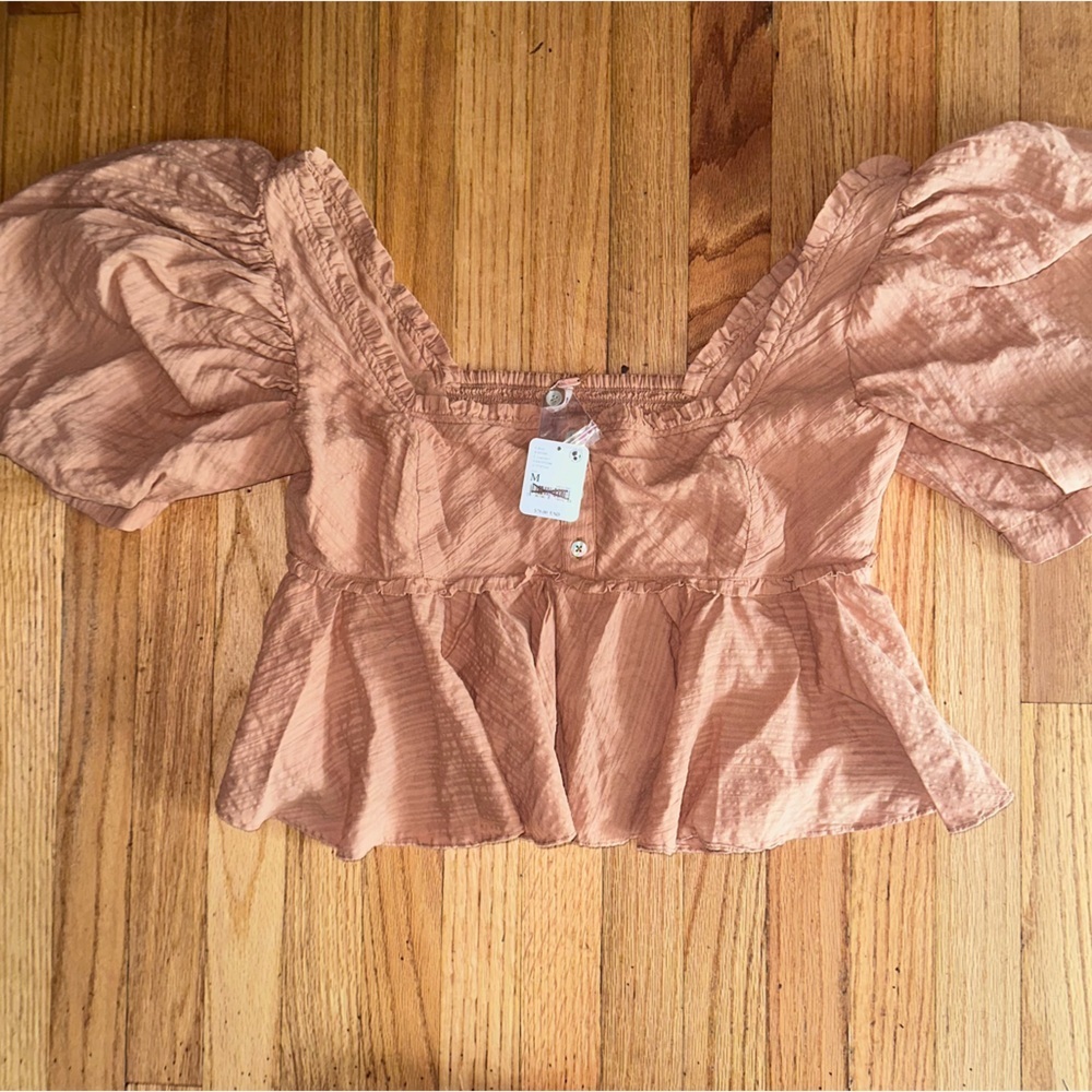NWT Free People Leave It To Me Babydoll Crop Square Neck Top - Picture 5 of 5